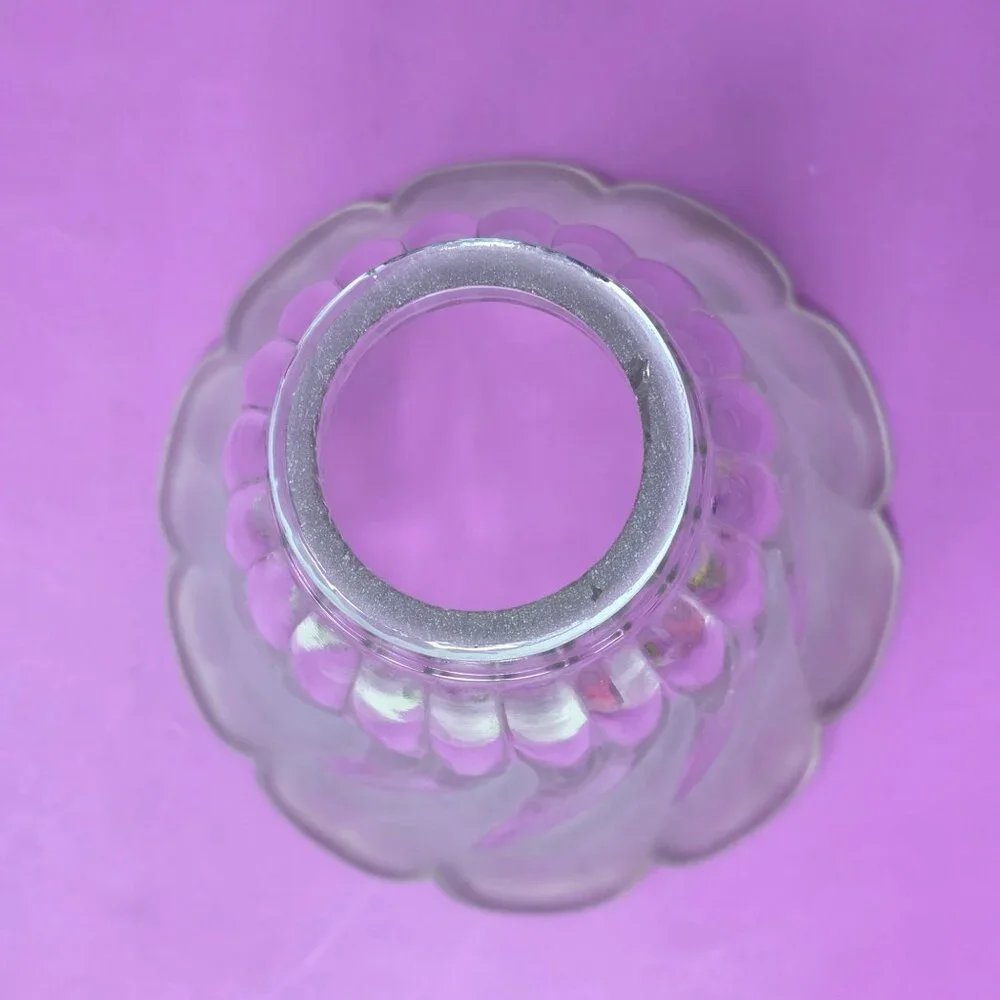 Vintage Clear & Frosted Glass Light‎ Shade With Swirl Design